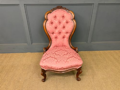 PAIR OF VICTORIAN WALNUT NURSING CHAIRS - ADDITIONAL PHOTO 12