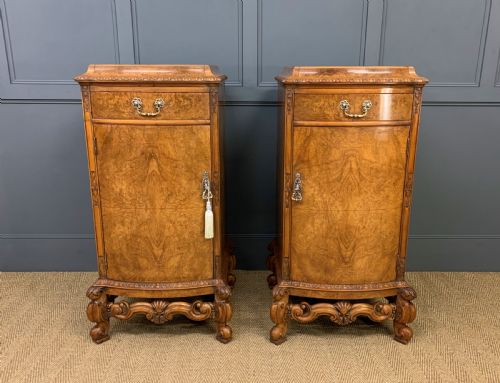 TALL PAIR OF BURR WALNUT PEDESTAL CUPBOARDS - ADDITIONAL PHOTO 2