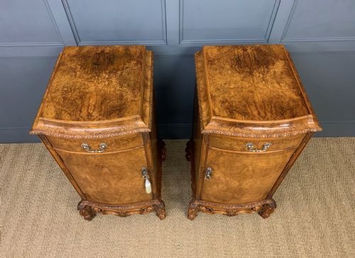 TALL PAIR OF BURR WALNUT PEDESTAL CUPBOARDS - ADDITIONAL PHOTO 3