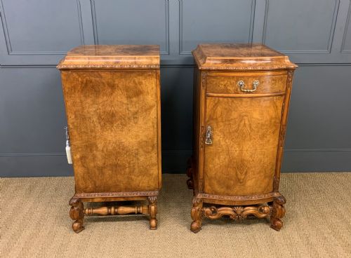 TALL PAIR OF BURR WALNUT PEDESTAL CUPBOARDS - ADDITIONAL PHOTO 5