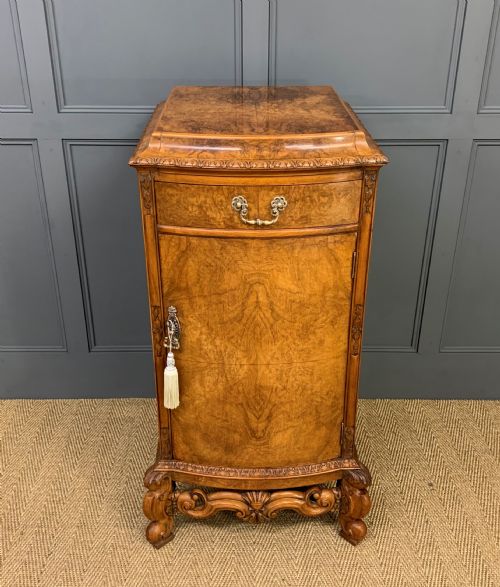 TALL PAIR OF BURR WALNUT PEDESTAL CUPBOARDS - ADDITIONAL PHOTO 8