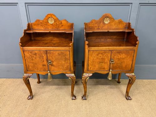 PAIR OF BURR WALNUT BEDSIDE CUPBOARDS BY MAPLE CO - ADDITIONAL PHOTO 1