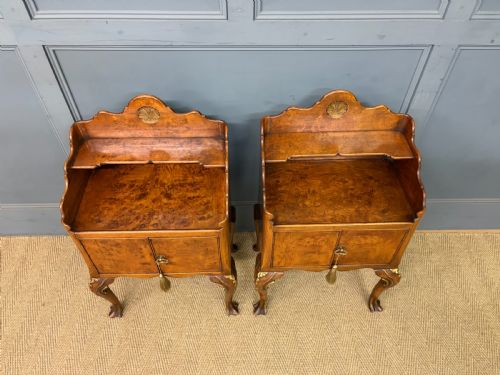 PAIR OF BURR WALNUT BEDSIDE CUPBOARDS BY MAPLE CO - ADDITIONAL PHOTO 3