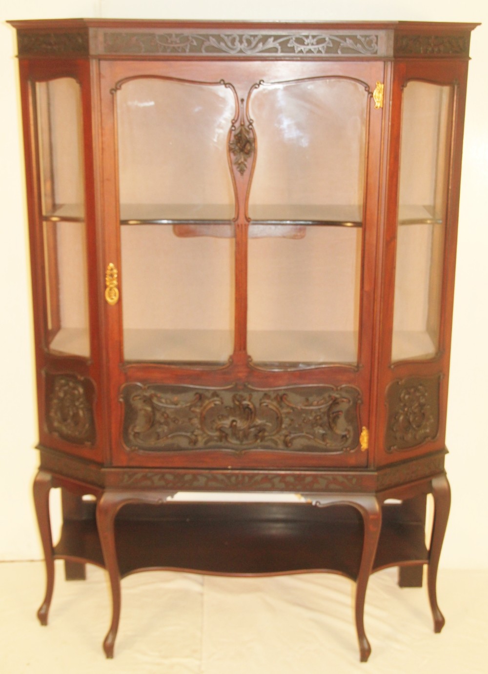 Carved Mahogany Display Cabinet