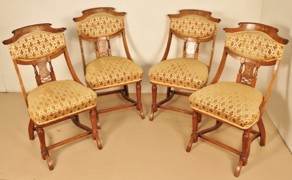 Set of 4 Inlaid Rosewood Chairs