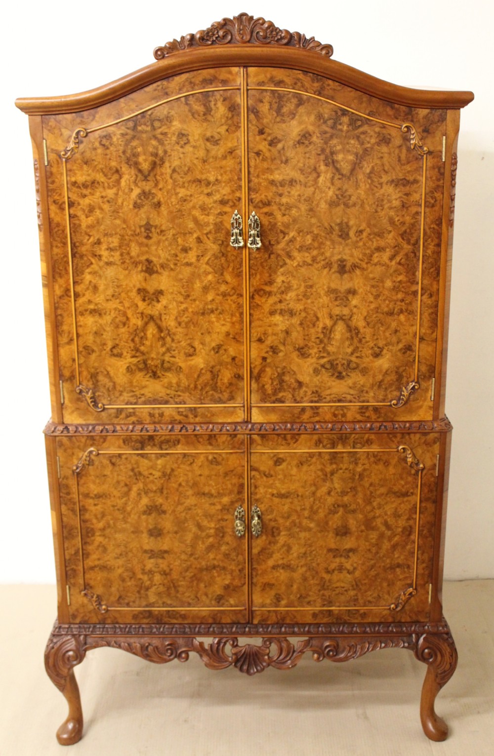 Burr Walnut Dome Topped Cocktail Cabinet