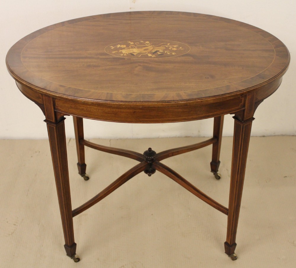 Inlaid Mahogany Oval Occasional Table