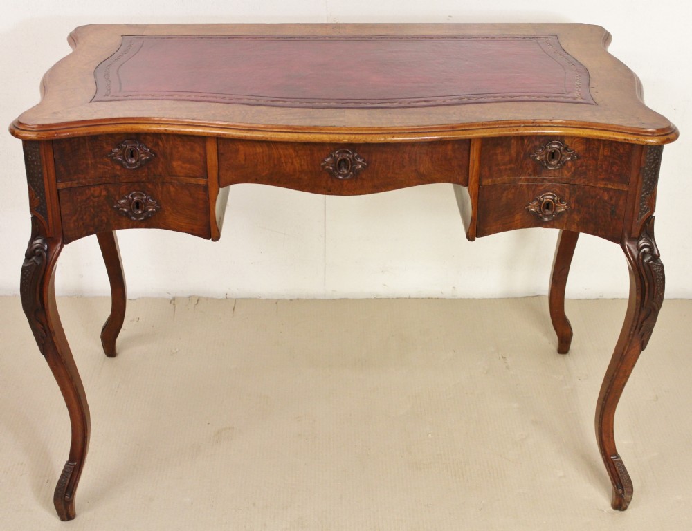 Serpentine Shaped Burr Walnut Writing Table