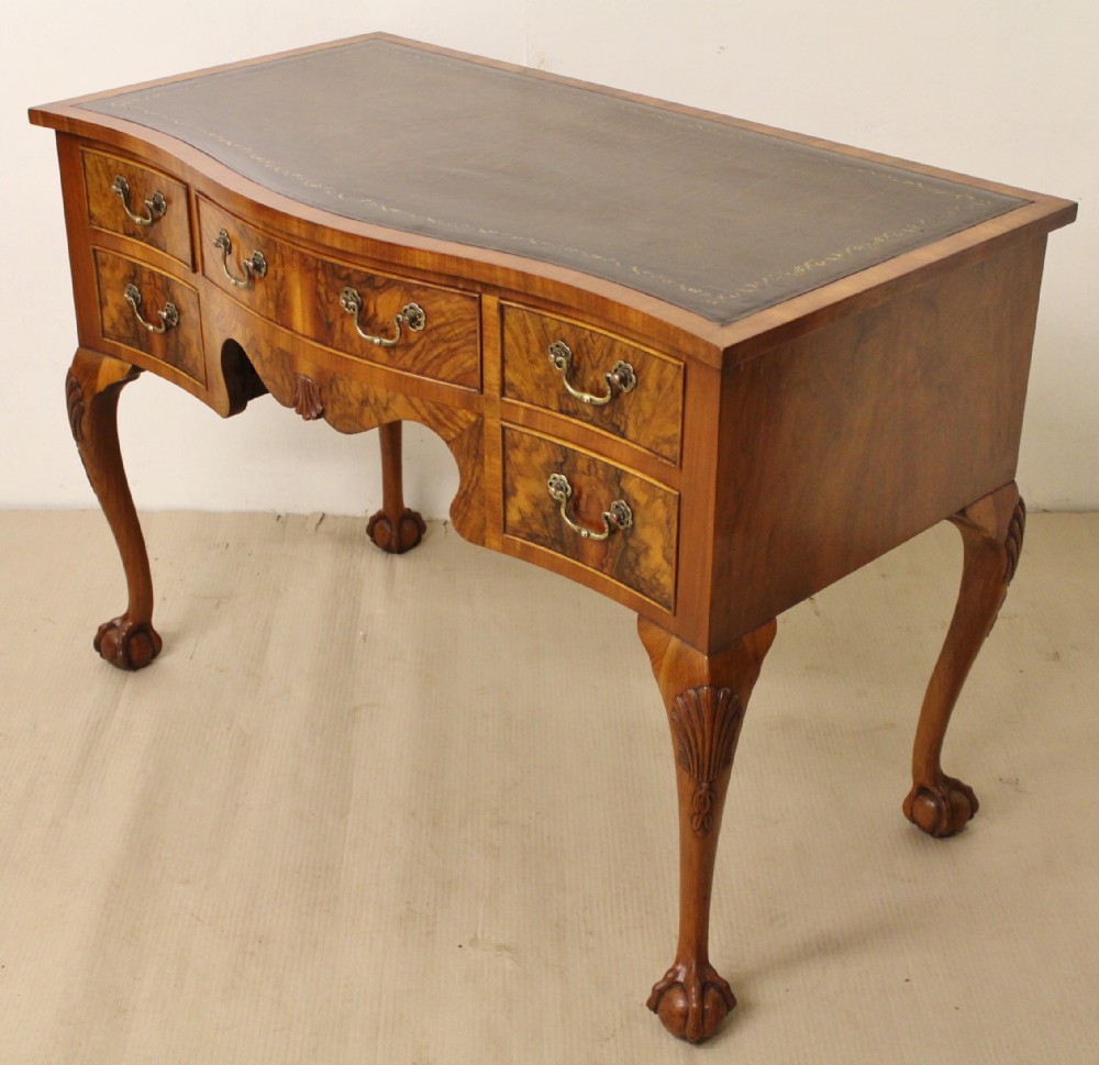 Burr Walnut Serpentine Writing Table