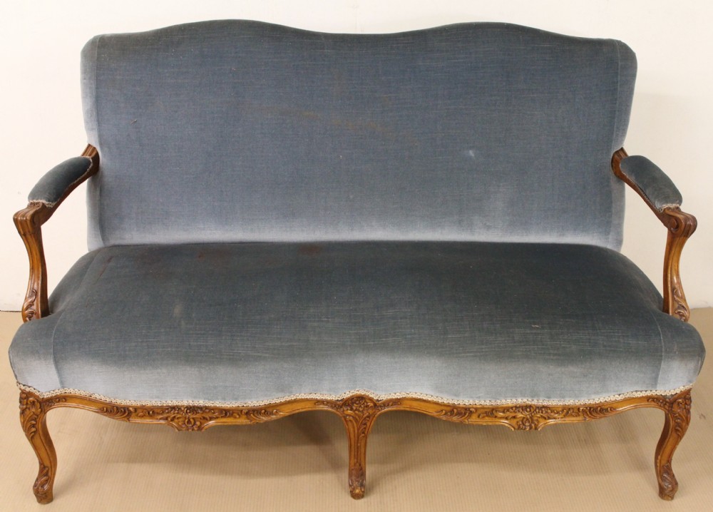 Upholstered French Walnut Settee
