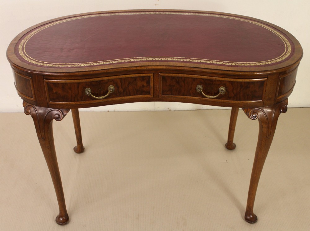 Burr Walnut Kidney Shaped Writing Table