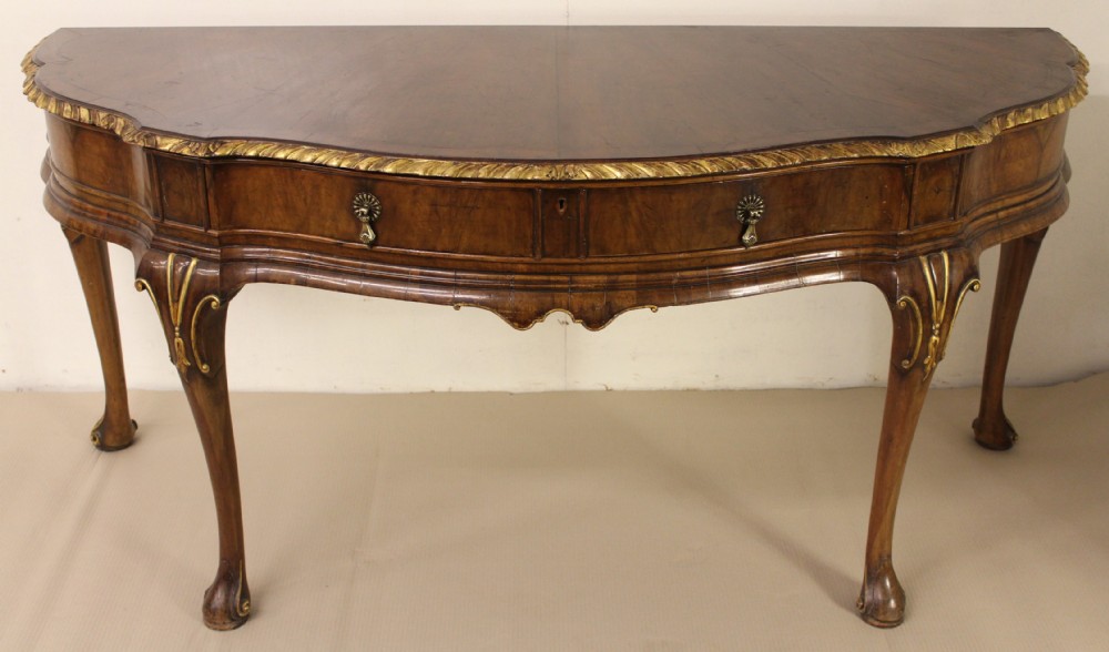 Large Burr Walnut Console Table