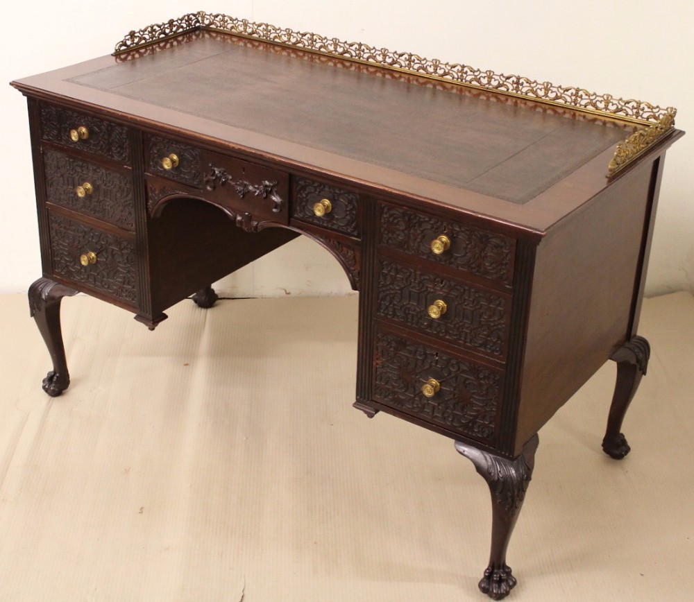 Victorian Carved Mahogany Writing Desk