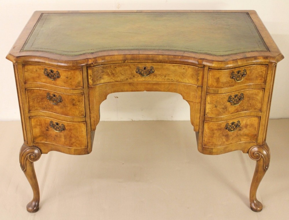 Serpentine Burr Walnut Writing Desk
