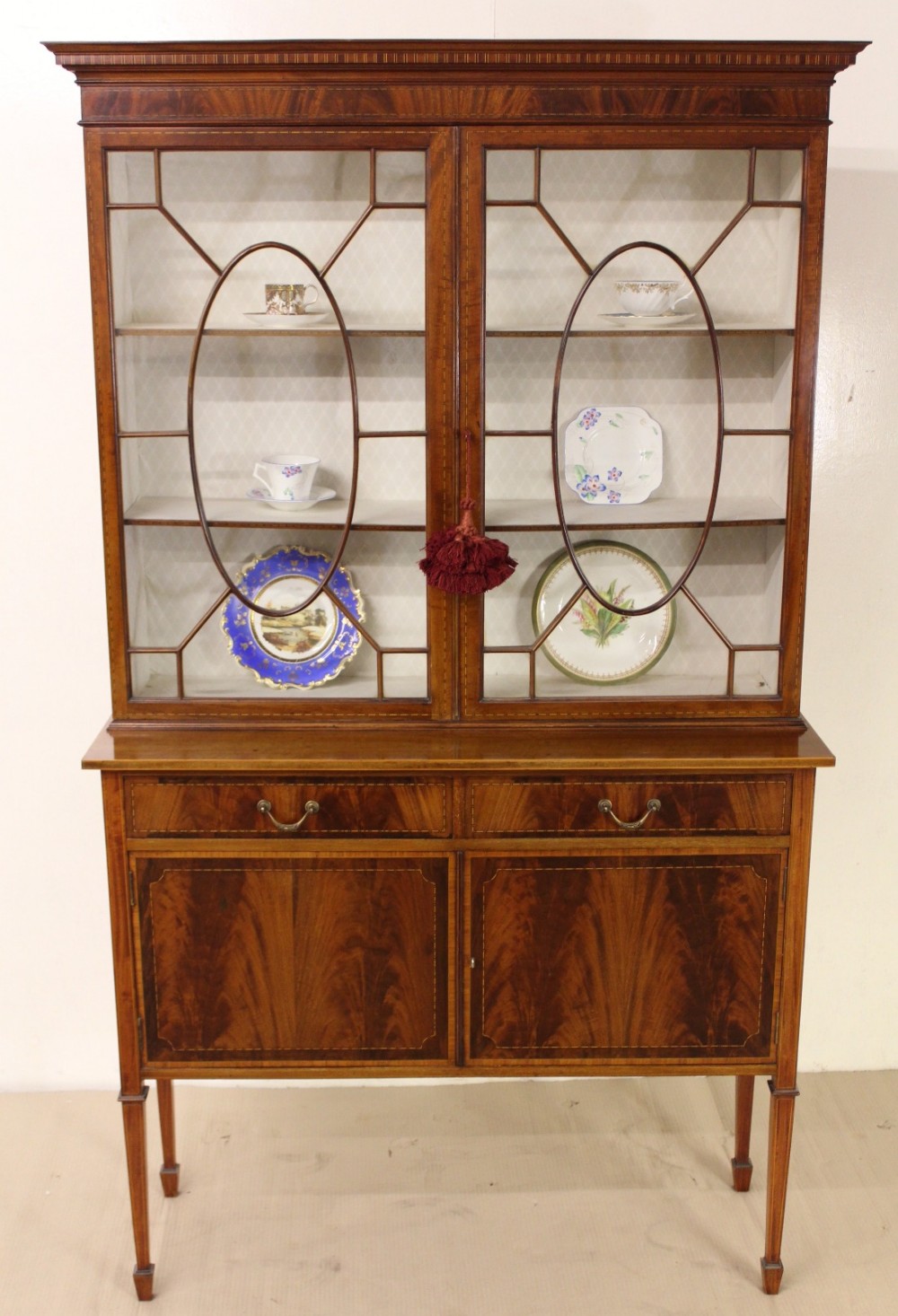 Inlaid Mahogany Display Cabinet by Waring and Gillow