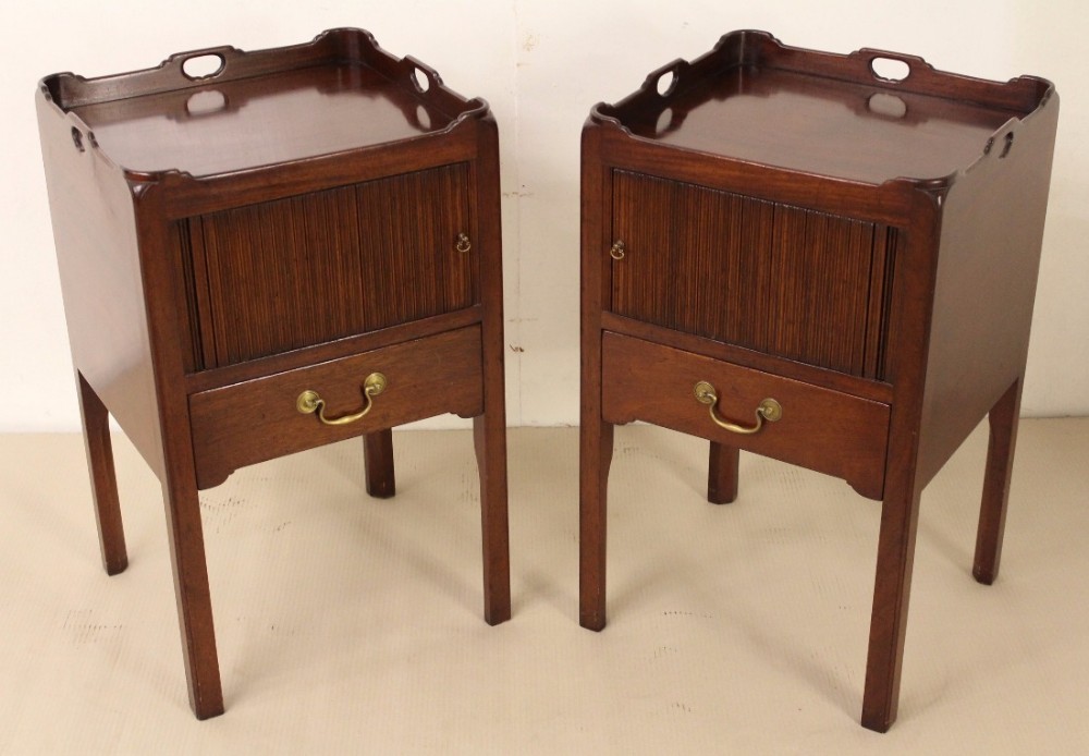 Pair of Georgian Bedside Cupboards With Tambour Fronts