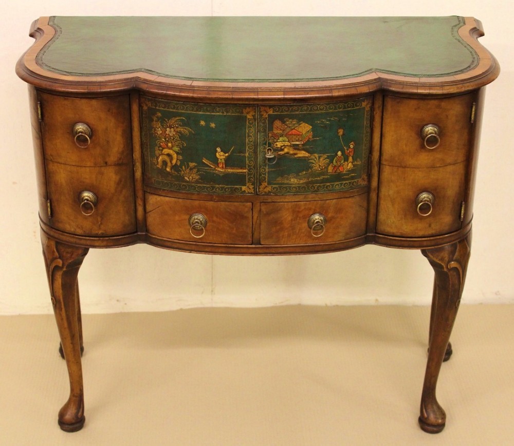 Walnut and Chinoserie Side Table