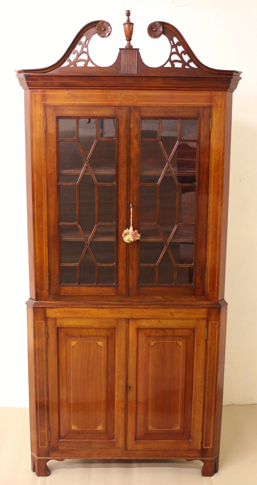 Inlaid Mahogany Corner Cabinet