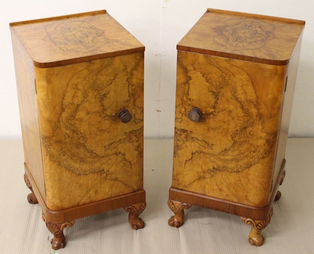 Pair of Burr Walnut Bedside Cupboards