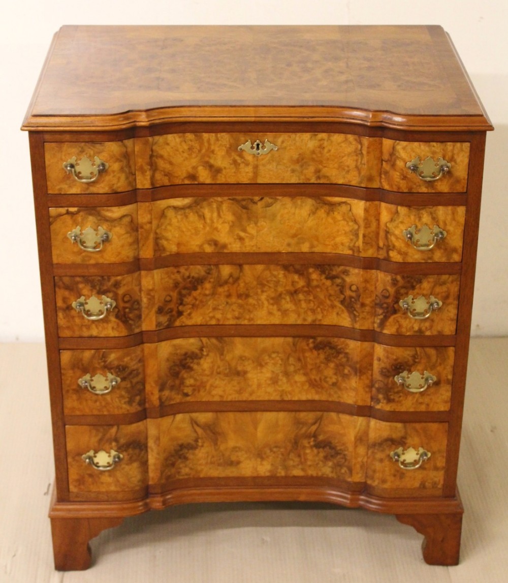 Burr Walnut Serpentine Chest of Drawers