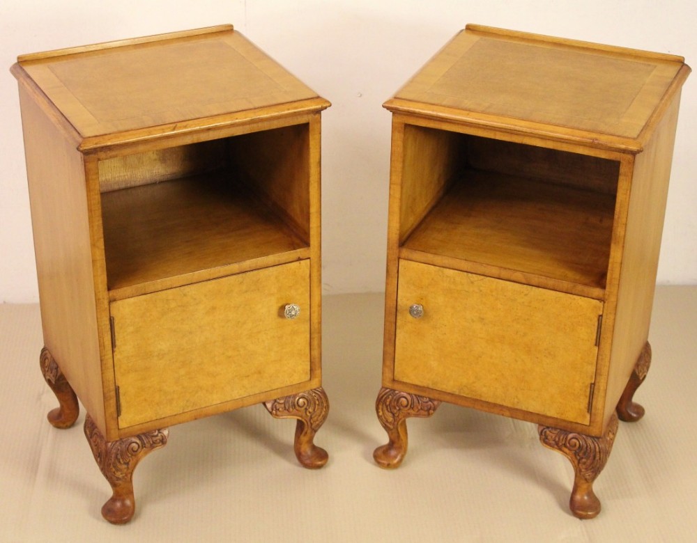 Pair of Burr Walnut Bedside Cupbaords