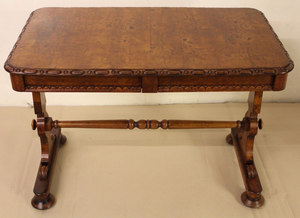 Victorian Pollard Oak Library Stretcher Table
