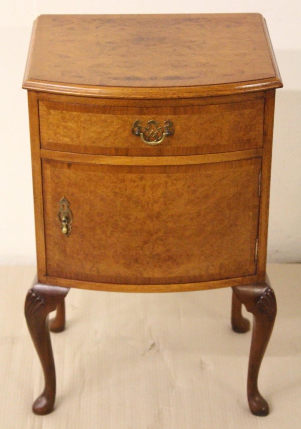 Burr Walnut Bedside Cupboard
