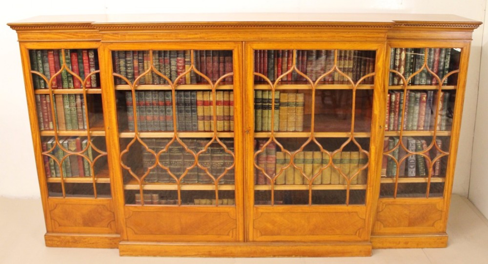 Inlaid Satinwood Dwarf Break-Fronted Bookcase
