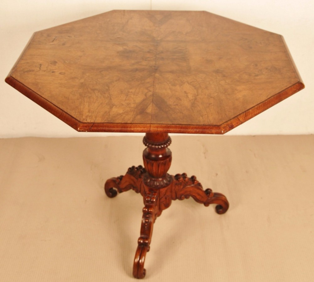 Octagonal Burr Walnut Center Table