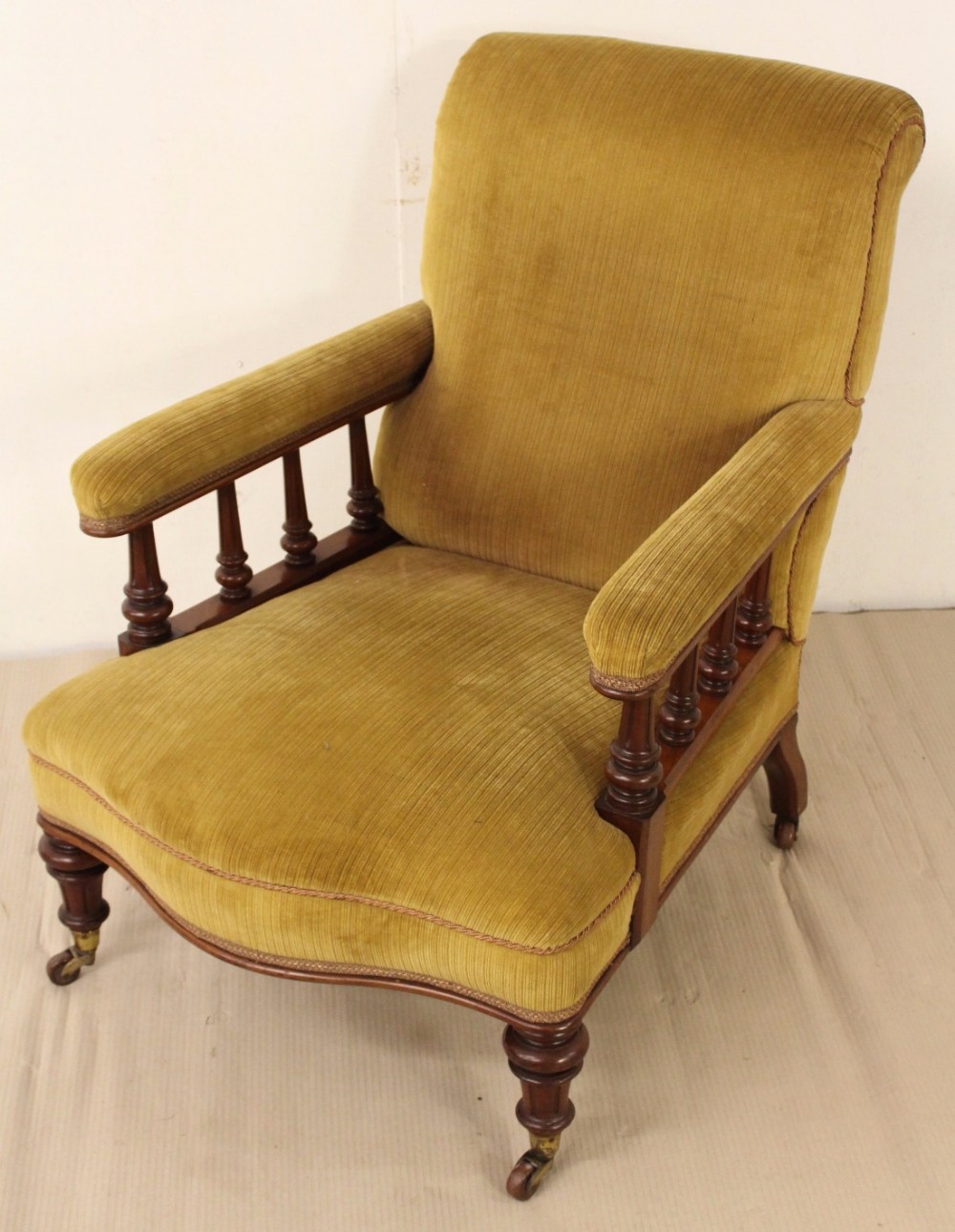 Victorian Walnut Upholstered Easy Chair