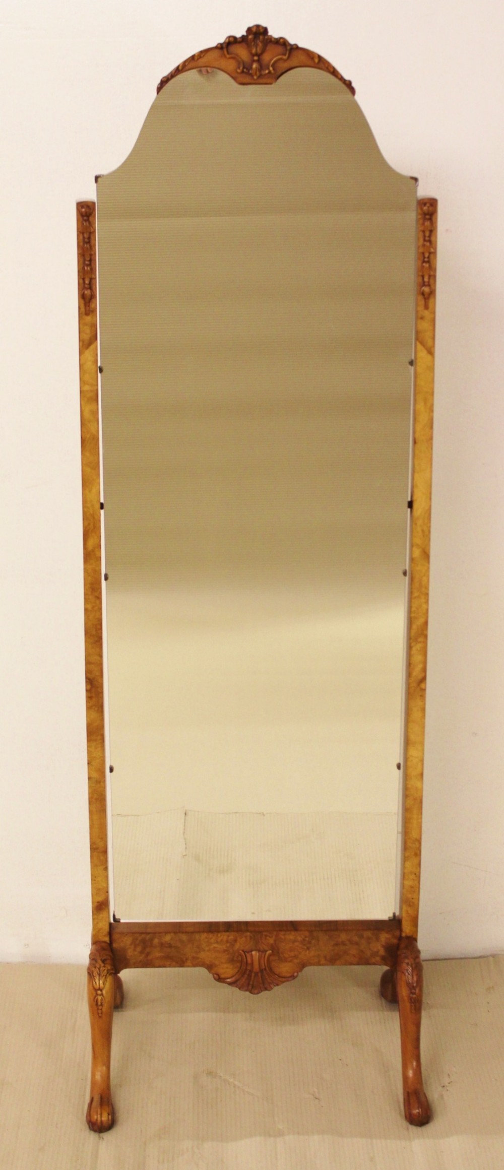 Burr Walnut Cheval Mirror