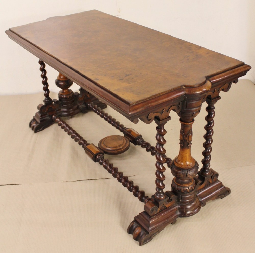 Victorian Burr Walnut Library Table
