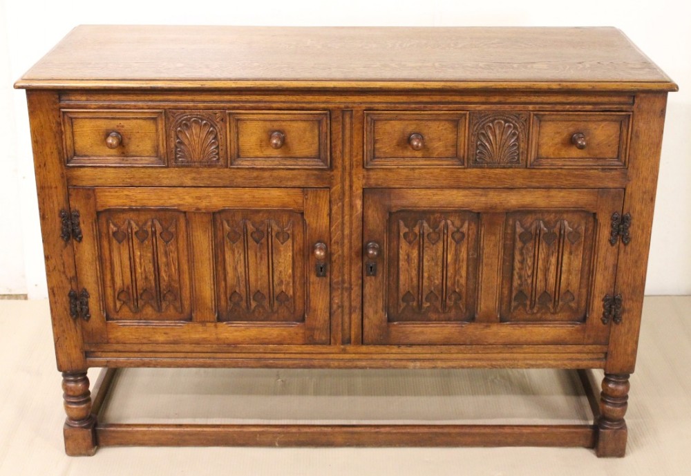 Linen Fold Oak Sideboard