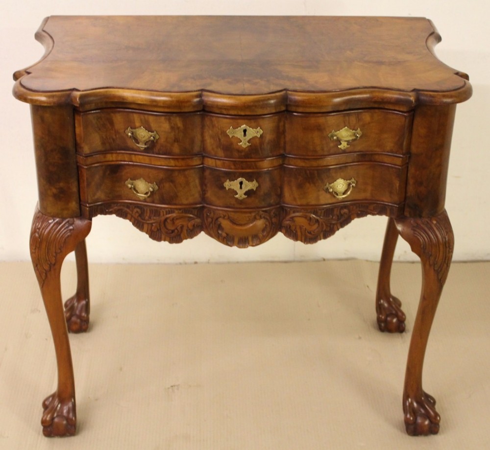 Serpentine Shaped Burr Walnut Lowboy