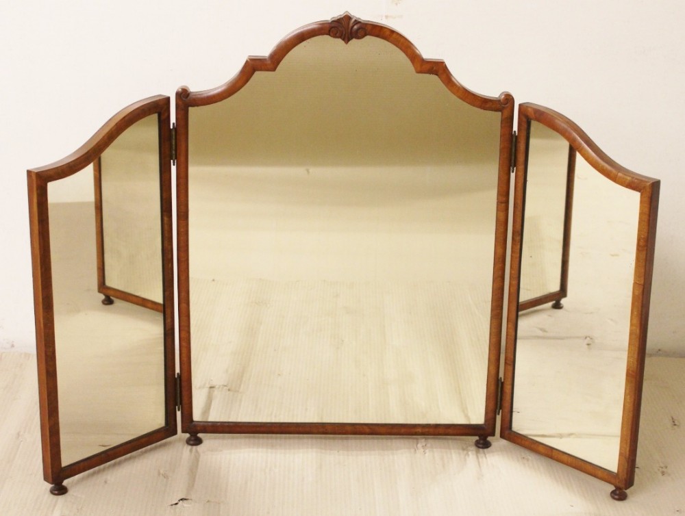 Burr Walnut Triptych Dressing Mirror