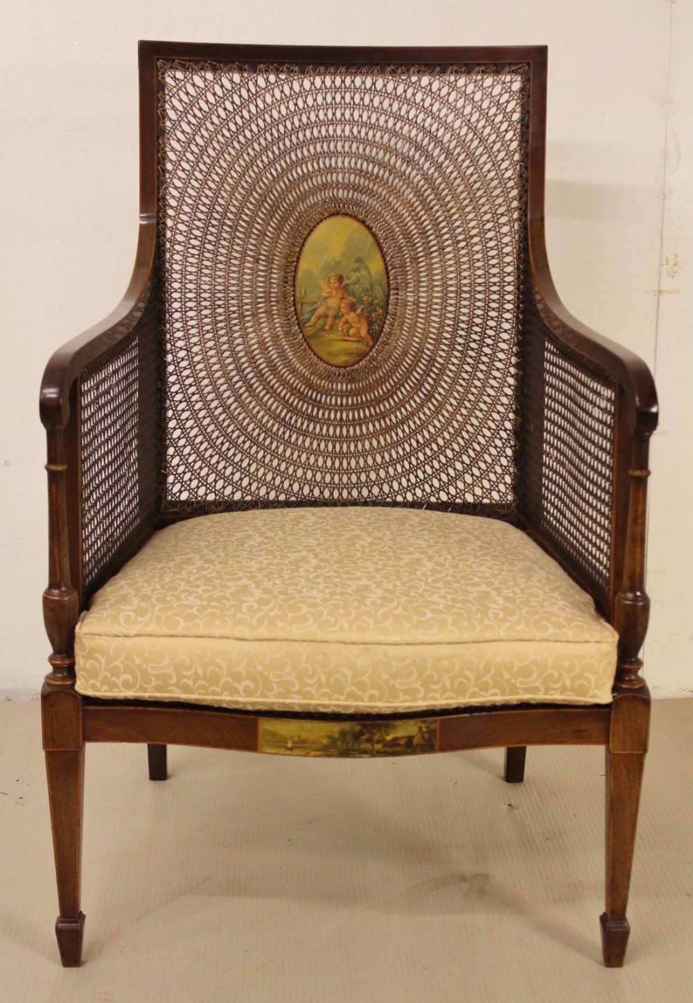 Classically Decorated Mahogany Bergere Armchair