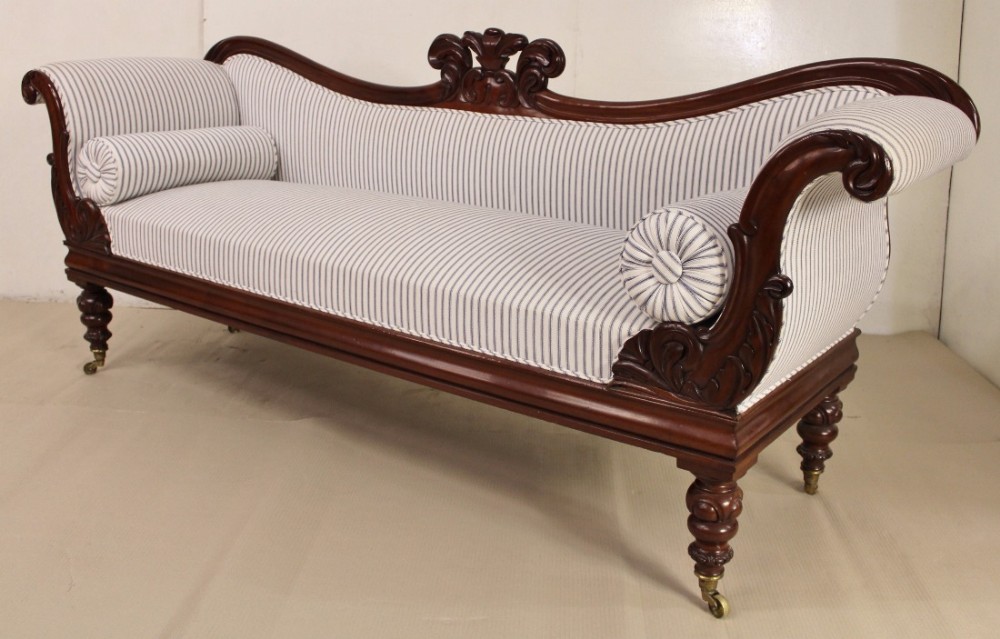 William IV Mahogany Double Scroll End Settee