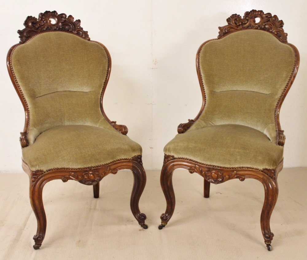 Pair of Upholstered Rosewood Chairs