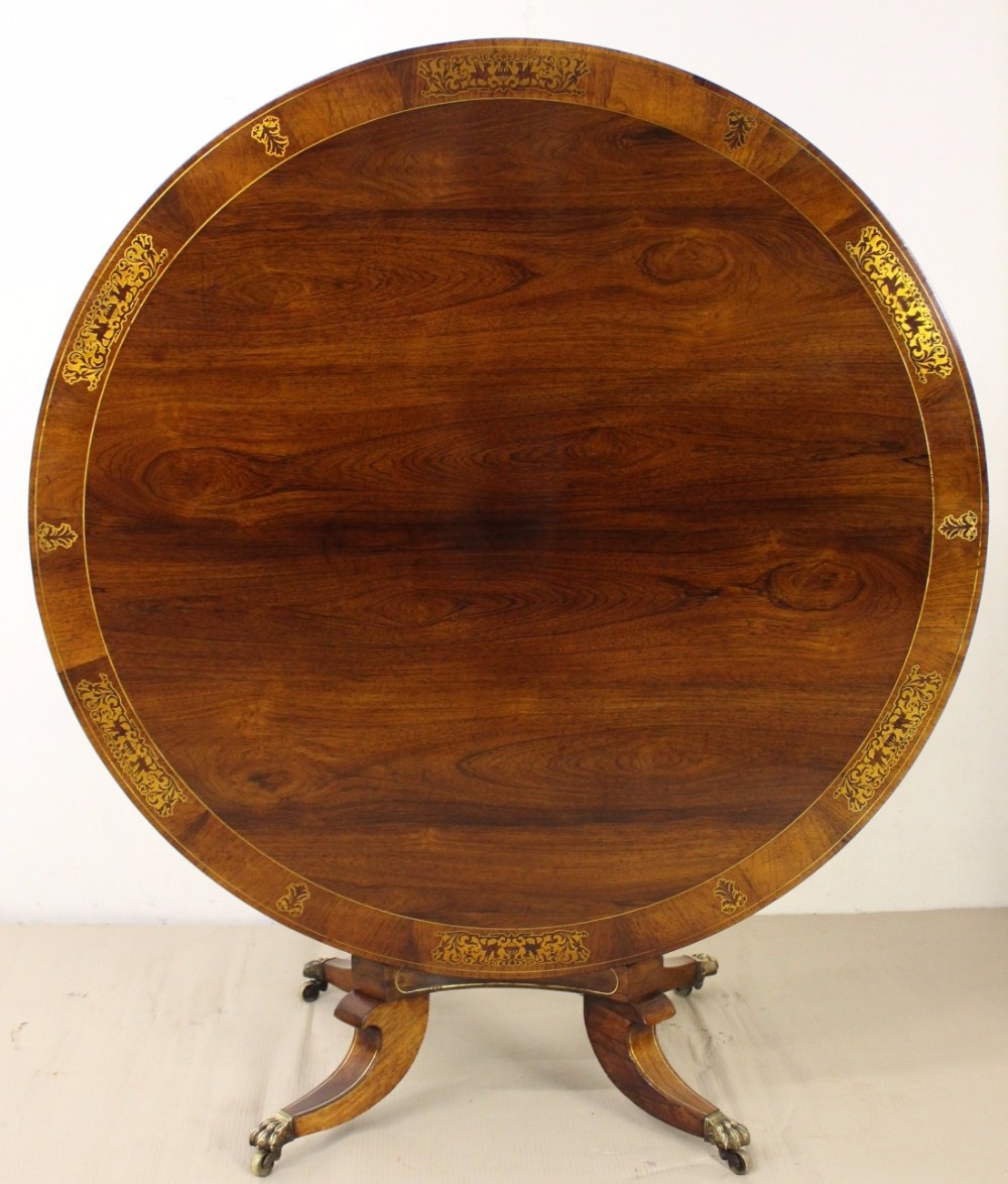 Brass Inlaid Regency Rosewood Breakfast Table