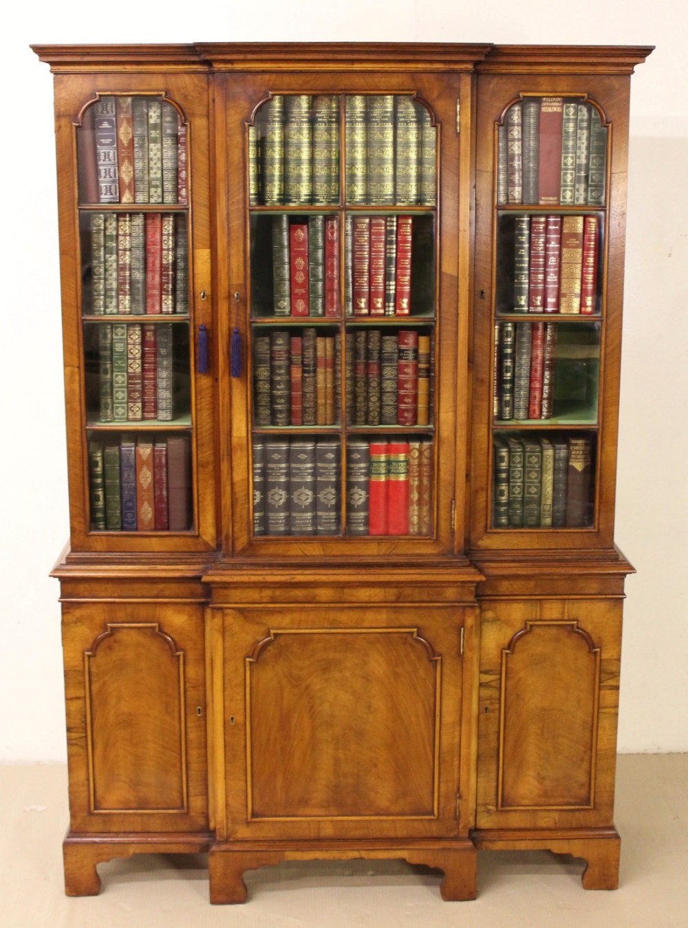 Burr Walnut Breakfront Bookcase