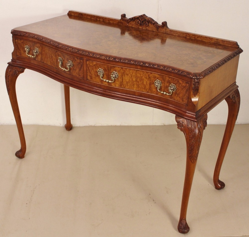 Burr Walnut Serpentine Shaped Table