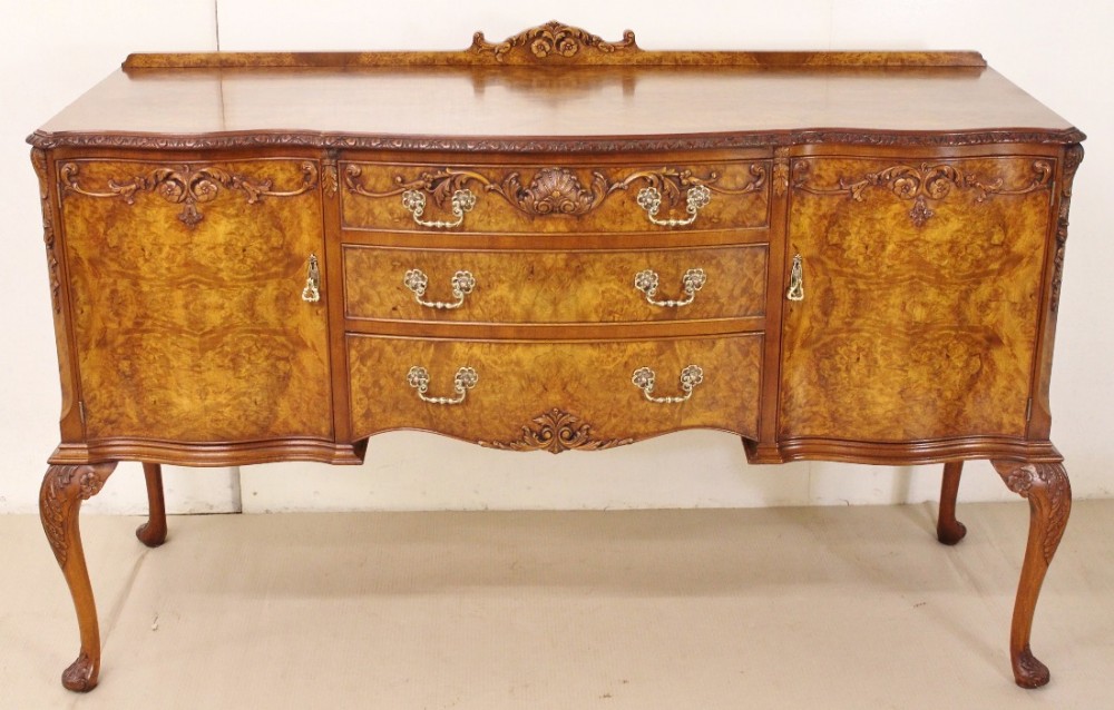 Queen Anne Style Burr Walnut Sideboard