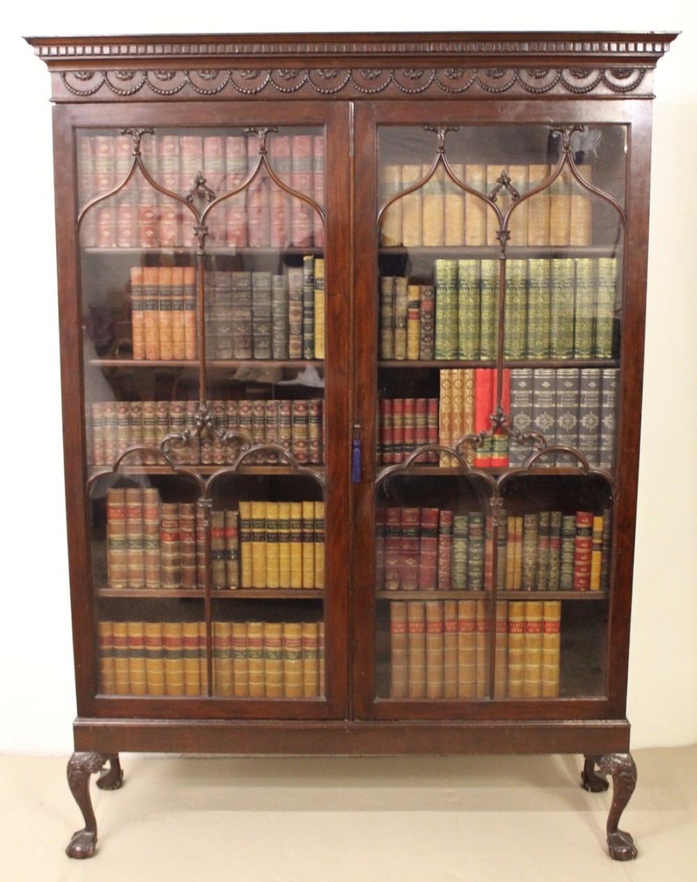 Chippendale Style Glazed Mahogany Bookcase