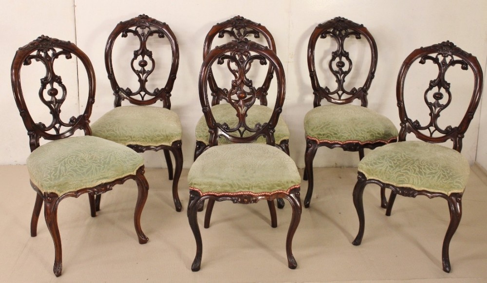 Set of 6 Victorian Rosewood Dining Chairs