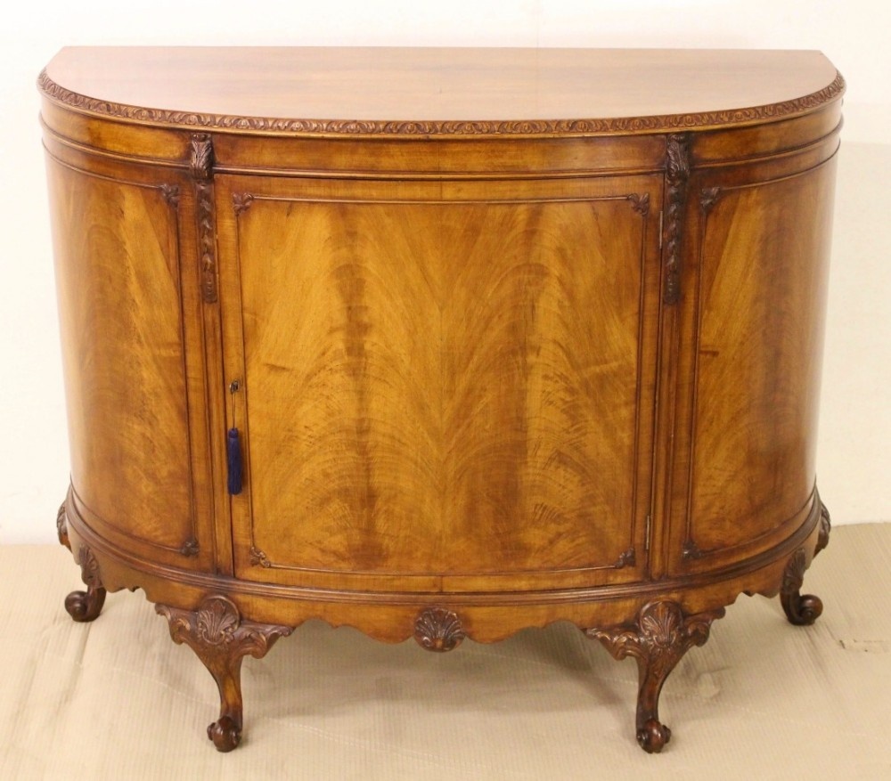 Burr Walnut Half Moon Commode