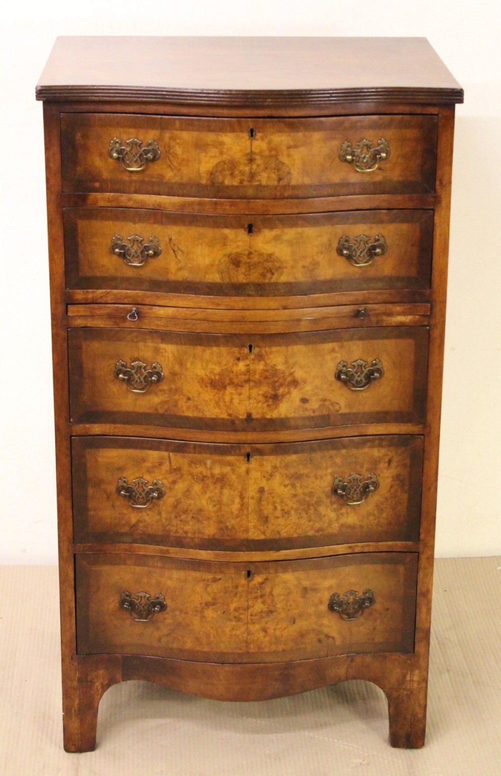 Burr Walnut Serpentine Chest of Drawers