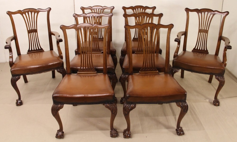Set of 8 Mahogany Chippendale Style Chairs