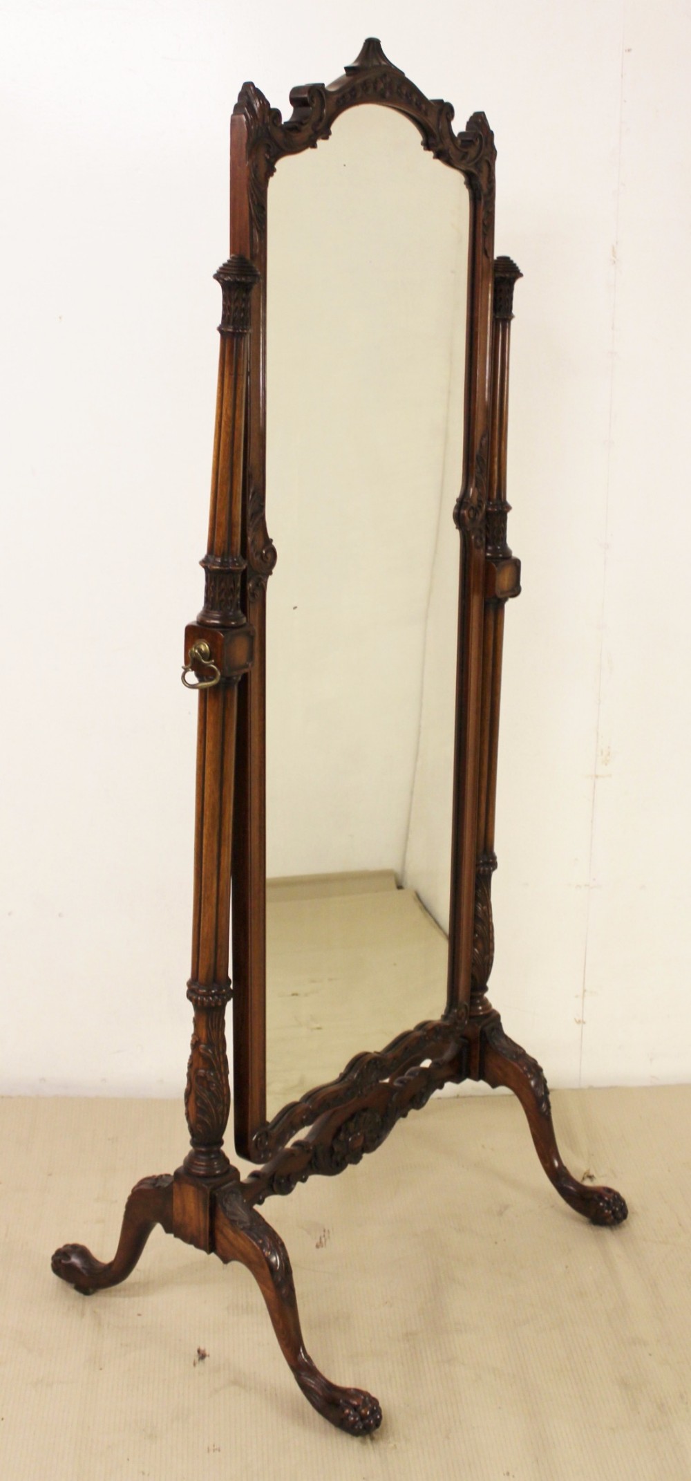 Ornate Chippendale Style Cheval Mirror