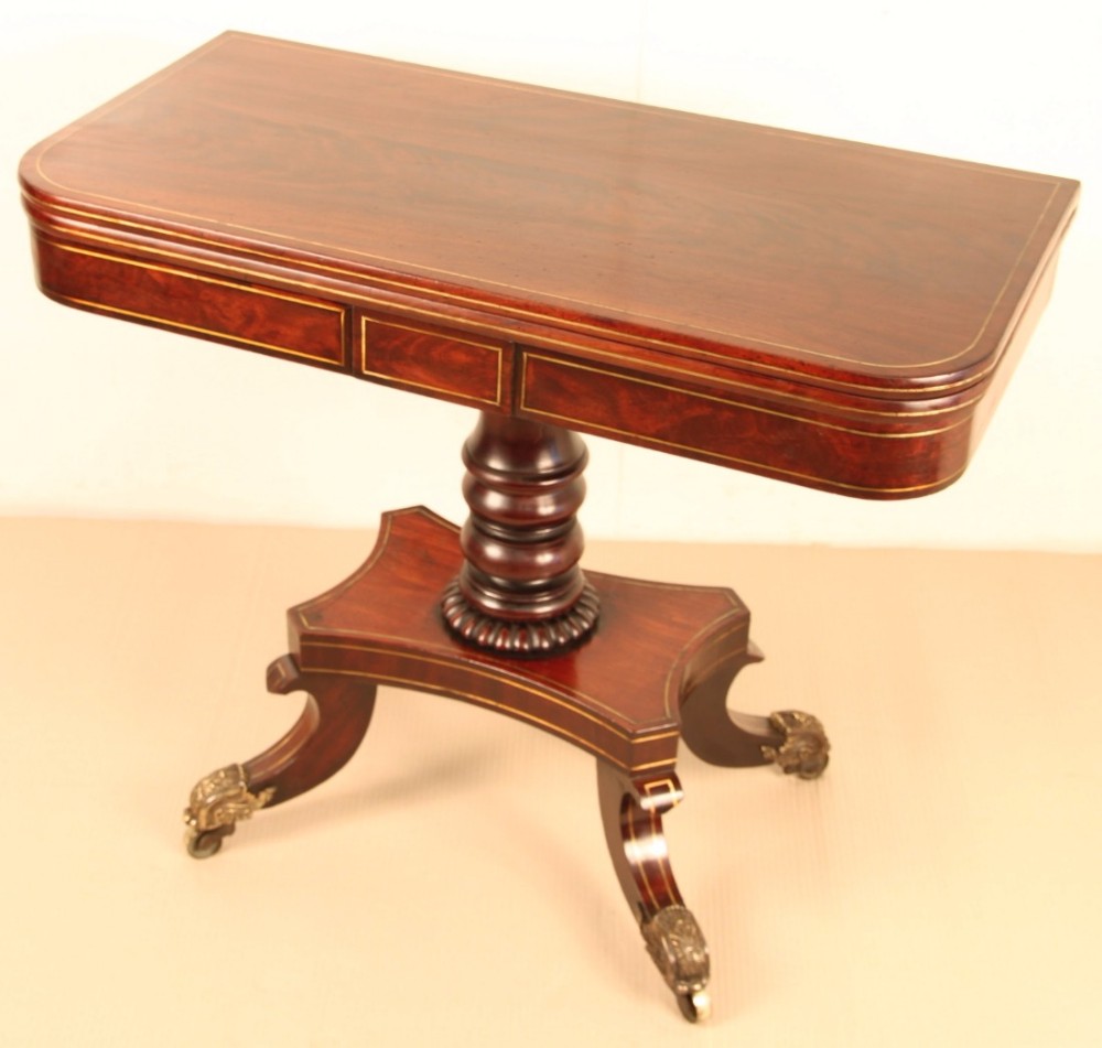 Superb Regency Brass Inlaid Mahogany Tea table