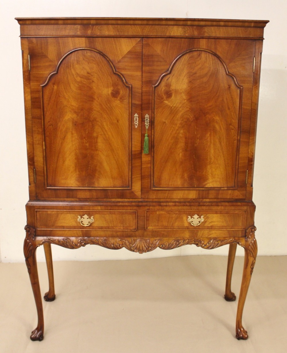 Queen Anne Style Walnut Cocktail Cabinet